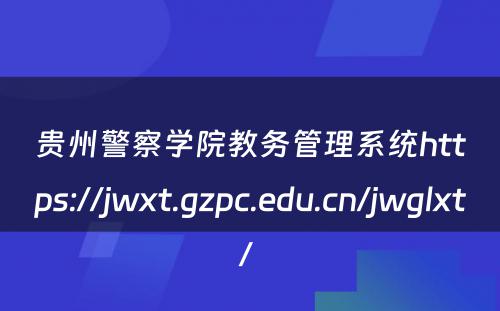 贵州警察学院教务管理系统https://jwxt.gzpc.edu.cn/jwglxt/ 