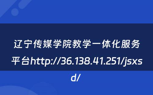 辽宁传媒学院教学一体化服务平台http://36.138.41.251/jsxsd/ 