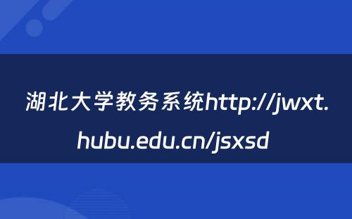 湖北大学教务系统http://jwxt.hubu.edu.cn/jsxsd 