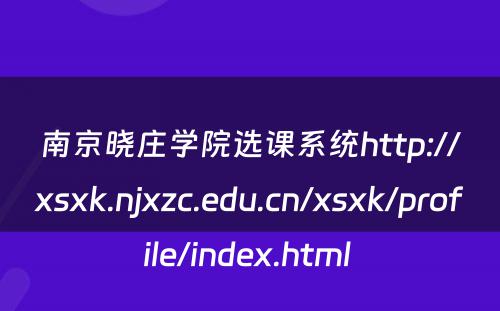 南京晓庄学院选课系统http://xsxk.njxzc.edu.cn/xsxk/profile/index.html 