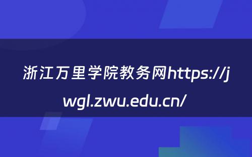 浙江万里学院教务网https://jwgl.zwu.edu.cn/ 