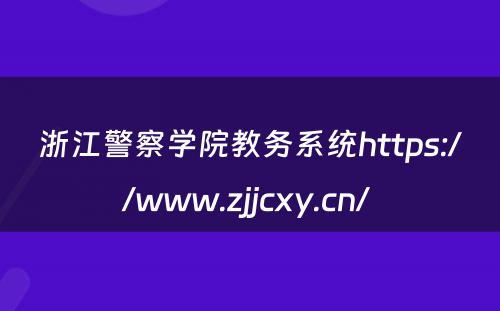 浙江警察学院教务系统https://www.zjjcxy.cn/ 