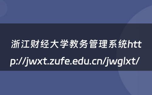 浙江财经大学教务管理系统http://jwxt.zufe.edu.cn/jwglxt/ 