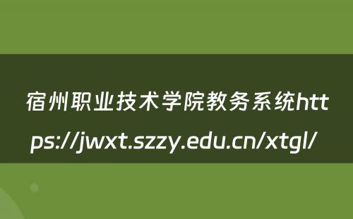 宿州职业技术学院教务系统https://jwxt.szzy.edu.cn/xtgl/ 