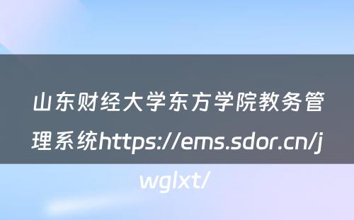 山东财经大学东方学院教务管理系统https://ems.sdor.cn/jwglxt/ 