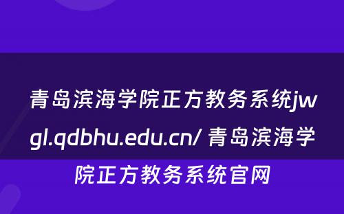 青岛滨海学院正方教务系统jwgl.qdbhu.edu.cn/ 青岛滨海学院正方教务系统官网