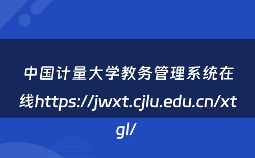 中国计量大学教务管理系统在线https://jwxt.cjlu.edu.cn/xtgl/ 