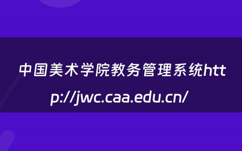 中国美术学院教务管理系统http://jwc.caa.edu.cn/ 