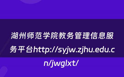 湖州师范学院教务管理信息服务平台http://syjw.zjhu.edu.cn/jwglxt/ 