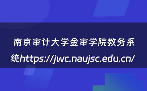 南京审计大学金审学院教务系统https://jwc.naujsc.edu.cn/ 