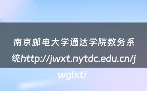南京邮电大学通达学院教务系统http://jwxt.nytdc.edu.cn/jwglxt/ 