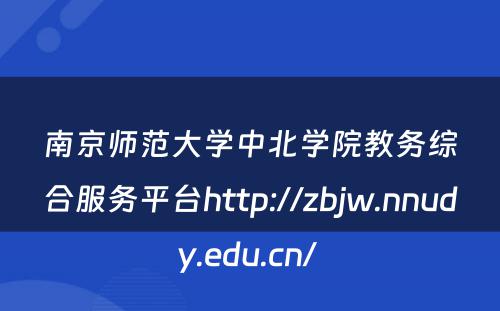 南京师范大学中北学院教务综合服务平台http://zbjw.nnudy.edu.cn/ 