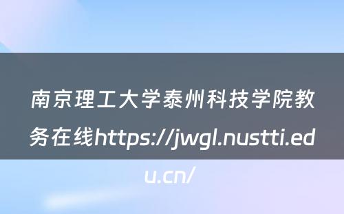 南京理工大学泰州科技学院教务在线https://jwgl.nustti.edu.cn/ 