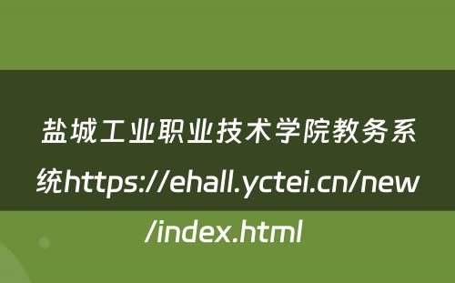 盐城工业职业技术学院教务系统https://ehall.yctei.cn/new/index.html 