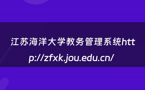 江苏海洋大学教务管理系统http://zfxk.jou.edu.cn/ 