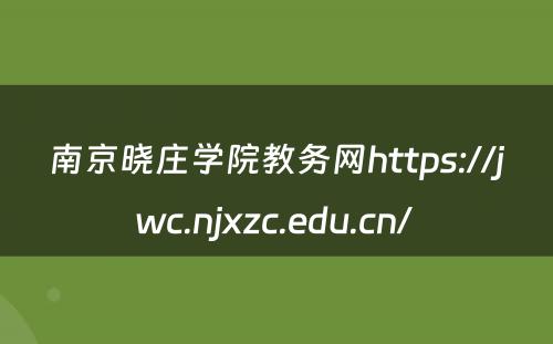 南京晓庄学院教务网https://jwc.njxzc.edu.cn/ 