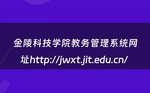 金陵科技学院教务管理系统网址http://jwxt.jit.edu.cn/ 