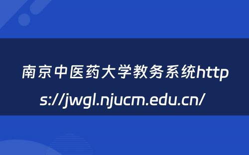 南京中医药大学教务系统https://jwgl.njucm.edu.cn/ 