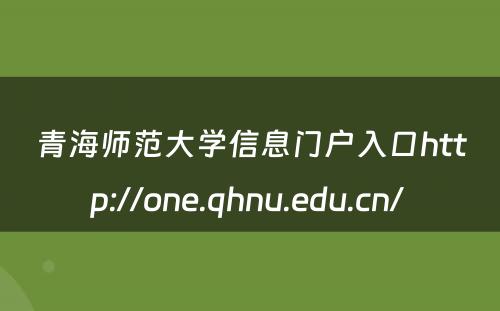 青海师范大学信息门户入口http://one.qhnu.edu.cn/ 
