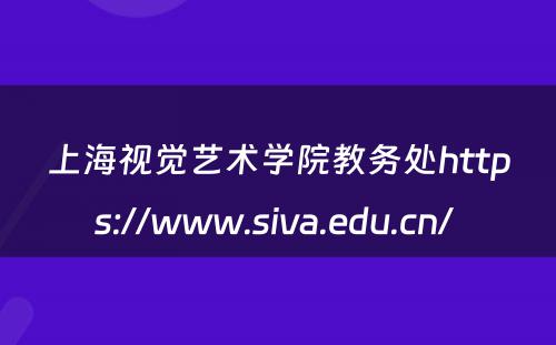 上海视觉艺术学院教务处https://www.siva.edu.cn/ 