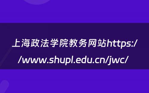 上海政法学院教务网站https://www.shupl.edu.cn/jwc/ 