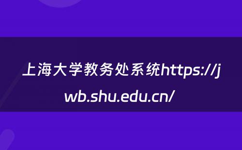 上海大学教务处系统https://jwb.shu.edu.cn/ 