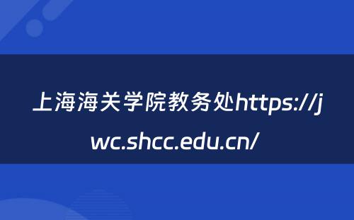 上海海关学院教务处https://jwc.shcc.edu.cn/ 