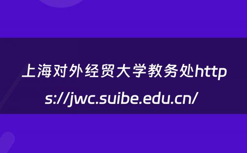 上海对外经贸大学教务处https://jwc.suibe.edu.cn/ 