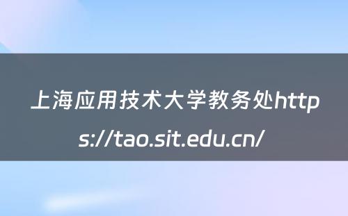 上海应用技术大学教务处https://tao.sit.edu.cn/ 