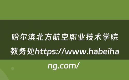 哈尔滨北方航空职业技术学院教务处https://www.habeihang.com/ 