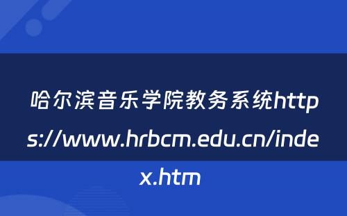 哈尔滨音乐学院教务系统https://www.hrbcm.edu.cn/index.htm 