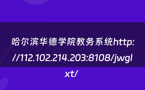 哈尔滨华德学院教务系统http://112.102.214.203:8108/jwglxt/ 