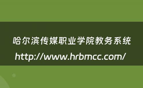 哈尔滨传媒职业学院教务系统http://www.hrbmcc.com/ 