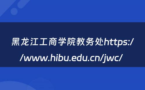 黑龙江工商学院教务处https://www.hibu.edu.cn/jwc/ 