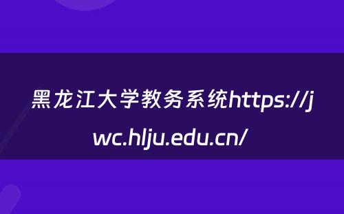 黑龙江大学教务系统https://jwc.hlju.edu.cn/ 