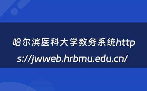 哈尔滨医科大学教务系统https://jwweb.hrbmu.edu.cn/ 