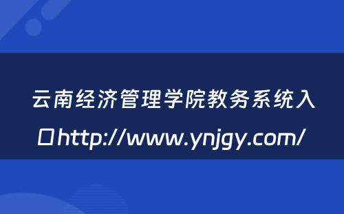 云南经济管理学院教务系统入口http://www.ynjgy.com/ 