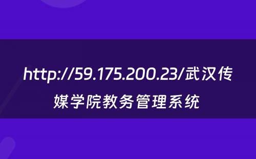 http://59.175.200.23/武汉传媒学院教务管理系统 