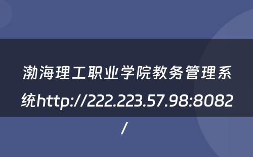 渤海理工职业学院教务管理系统http://222.223.57.98:8082/ 