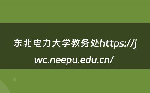东北电力大学教务处https://jwc.neepu.edu.cn/ 