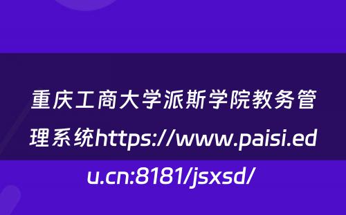 重庆工商大学派斯学院教务管理系统https://www.paisi.edu.cn:8181/jsxsd/ 
