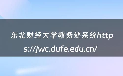 东北财经大学教务处系统https://jwc.dufe.edu.cn/ 