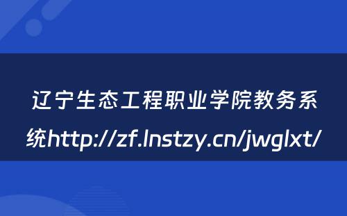 辽宁生态工程职业学院教务系统http://zf.lnstzy.cn/jwglxt/ 