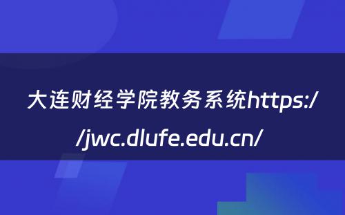 大连财经学院教务系统https://jwc.dlufe.edu.cn/ 
