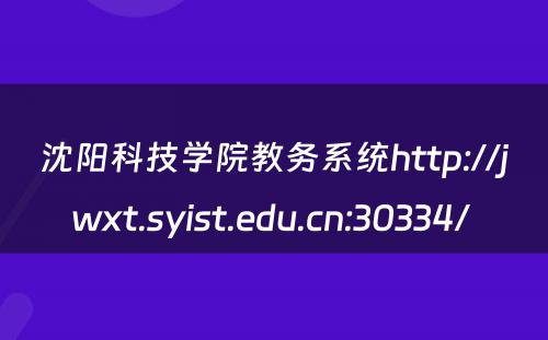 沈阳科技学院教务系统http://jwxt.syist.edu.cn:30334/ 