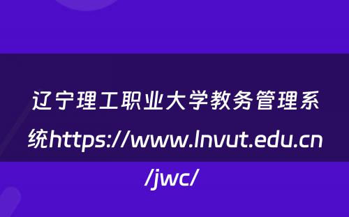 辽宁理工职业大学教务管理系统https://www.lnvut.edu.cn/jwc/ 