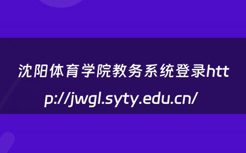沈阳体育学院教务系统登录http://jwgl.syty.edu.cn/ 