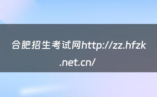 合肥招生考试网http://zz.hfzk.net.cn/ 