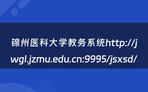 锦州医科大学教务系统http://jwgl.jzmu.edu.cn:9995/jsxsd/ 
