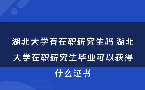 湖北大学有在职研究生吗 湖北大学在职研究生毕业可以获得什么证书